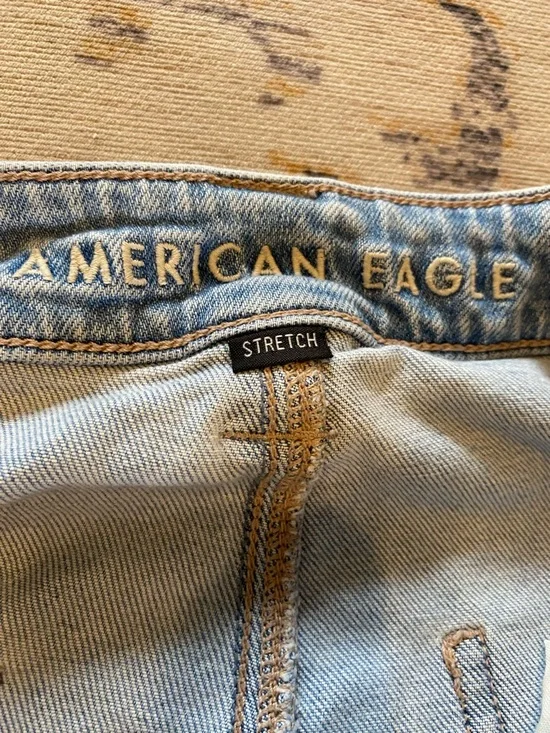 American Eagle Super High-Rise Baggy Wide Leg Cargo Pocket Denim Jeans Size 6 - Picture 9 of 11